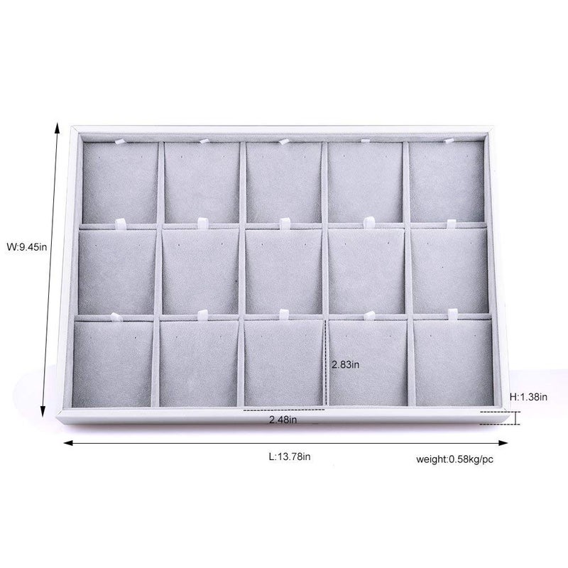 Oirlv Velvet Jewelry Organizer Trays Stackable Showcase Jewelry Display Storage Tray (15 Grids Earrings) - Image 3
